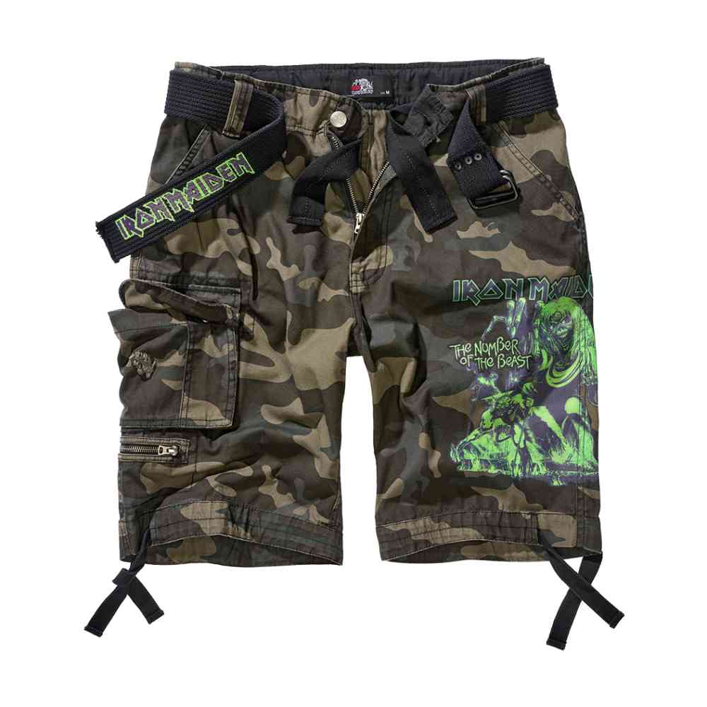 Brandit Iron Maiden - Savage The Number of The Beast darkcamo Cargo Korte broek - Multicolours